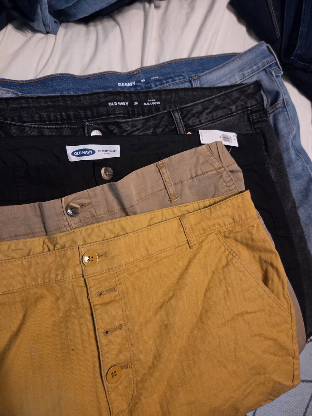 Old Navy BUNDLE 5 PAIR WOMEN'S SHORTS - Yellow, Khaki, Black, Black & Blue JEAN